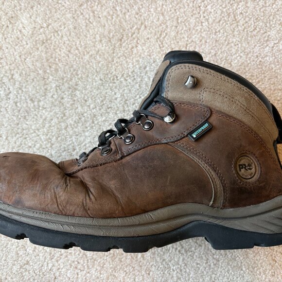 Timberland Pro Flume Steel Toe Men\'s Work Boots Size 12M Brown Leather A1Q8V